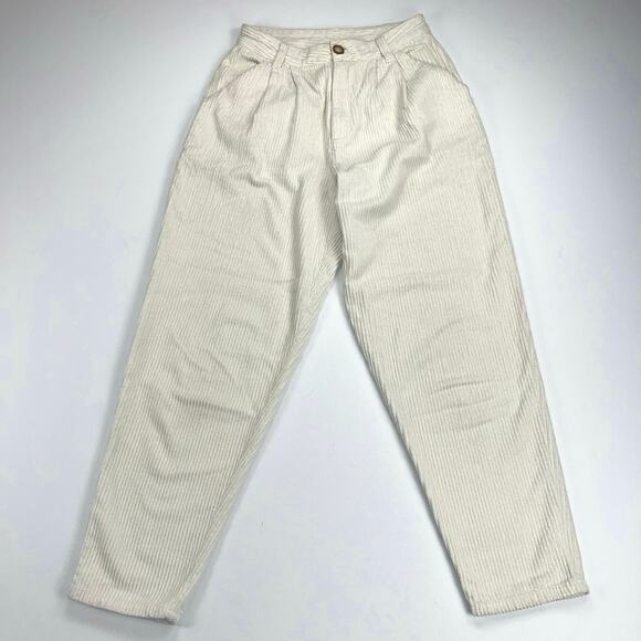 Free People Relaxed Fir Barrel Leg Wide Wale Corduroy Jeans Pants Cream Size 2 - Picture 1 of 10